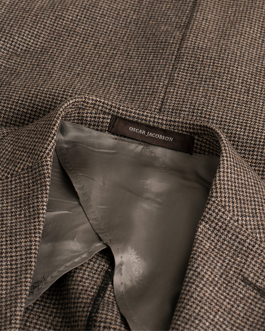 Herre | Oscar Jacobson Einar Houndstooth Wool Blazer Brown 46 | Pre-owned | Oscar Jacobson Einar Houndstooth Wool Blazer Brown 46