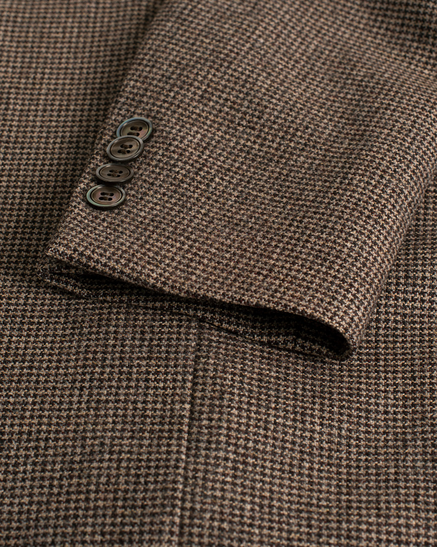 Herre | Oscar Jacobson Einar Houndstooth Wool Blazer Brown 46 | Pre-owned | Oscar Jacobson Einar Houndstooth Wool Blazer Brown 46