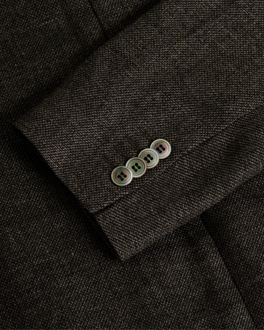 Herre | Oscar Jacobson Einar Linen/Wool Patch Pocket Blazer Brown 52 | Pre-owned | Oscar Jacobson Einar Linen/Wool Patch Pocket Blazer Brown 52