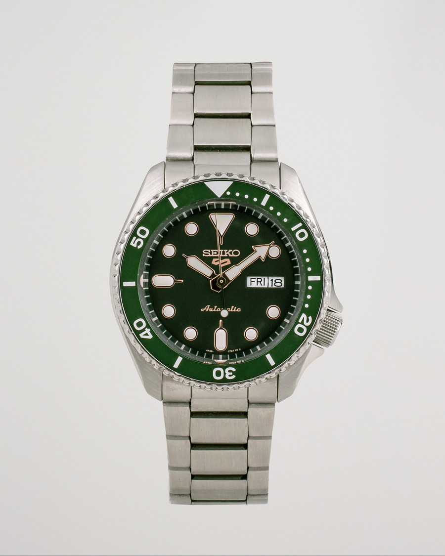 Herre | Seiko 5 Sports Mens 43mm 100m Automatic Steel/Green Dial | Pre-owned | Seiko 5 Sports Mens 43mm 100m Automatic Steel/Green Dial