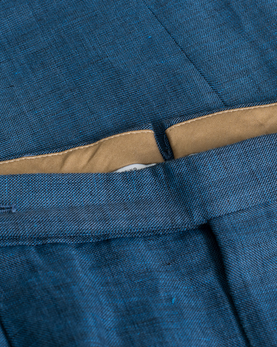 Herre | PT01 Slim Fit Pleated Linen Blend Trousers Dark Blue | Pre-owned | PT01 Slim Fit Pleated Linen Blend Trousers Dark Blue