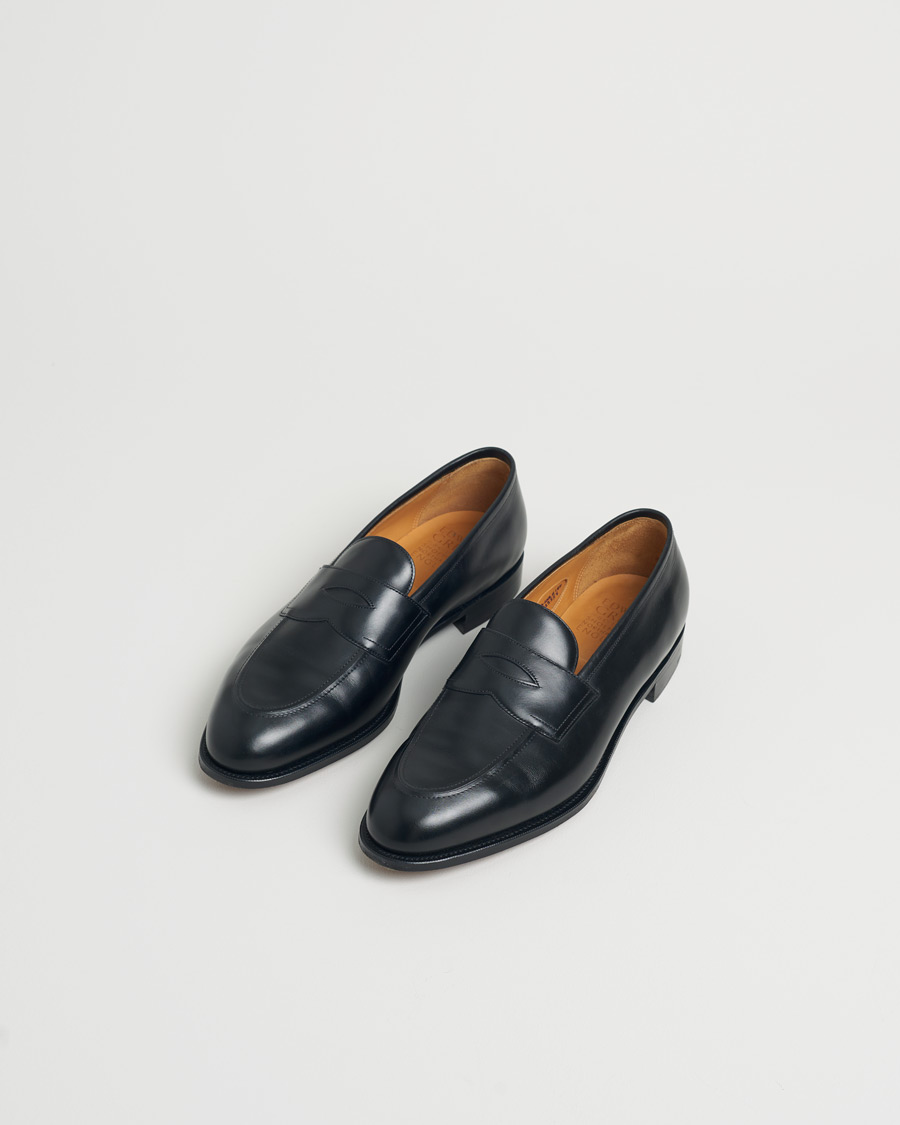 Herre | Edward Green Piccadilly Penny Loafer Black Calf | Pre-owned | Edward Green Piccadilly Penny Loafer Black Calf