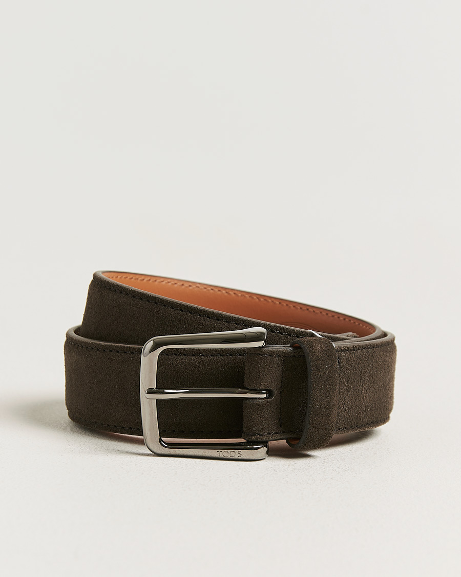 Herre | Pre-owned Assesoarer | Pre-owned | Tod's Suede 3,5 cm Belt Brown 95