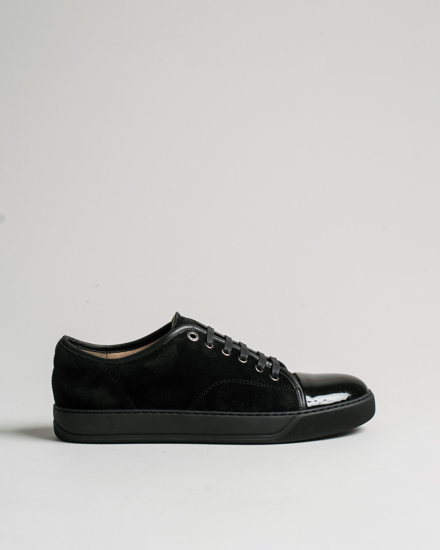 Herre | Lanvin Patent Cap Toe Sneaker Black/Black | Pre-owned | Lanvin Patent Cap Toe Sneaker Black/Black