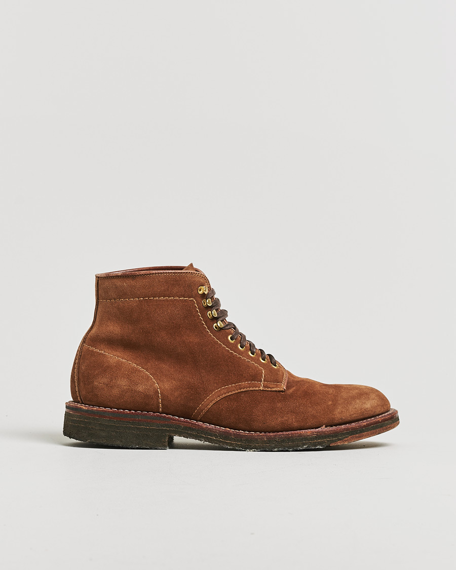 Herre | Pre-owned Sko | Pre-owned | Alden 46054H Plain Toe Boot Snuff Suede US8 - EU41,5