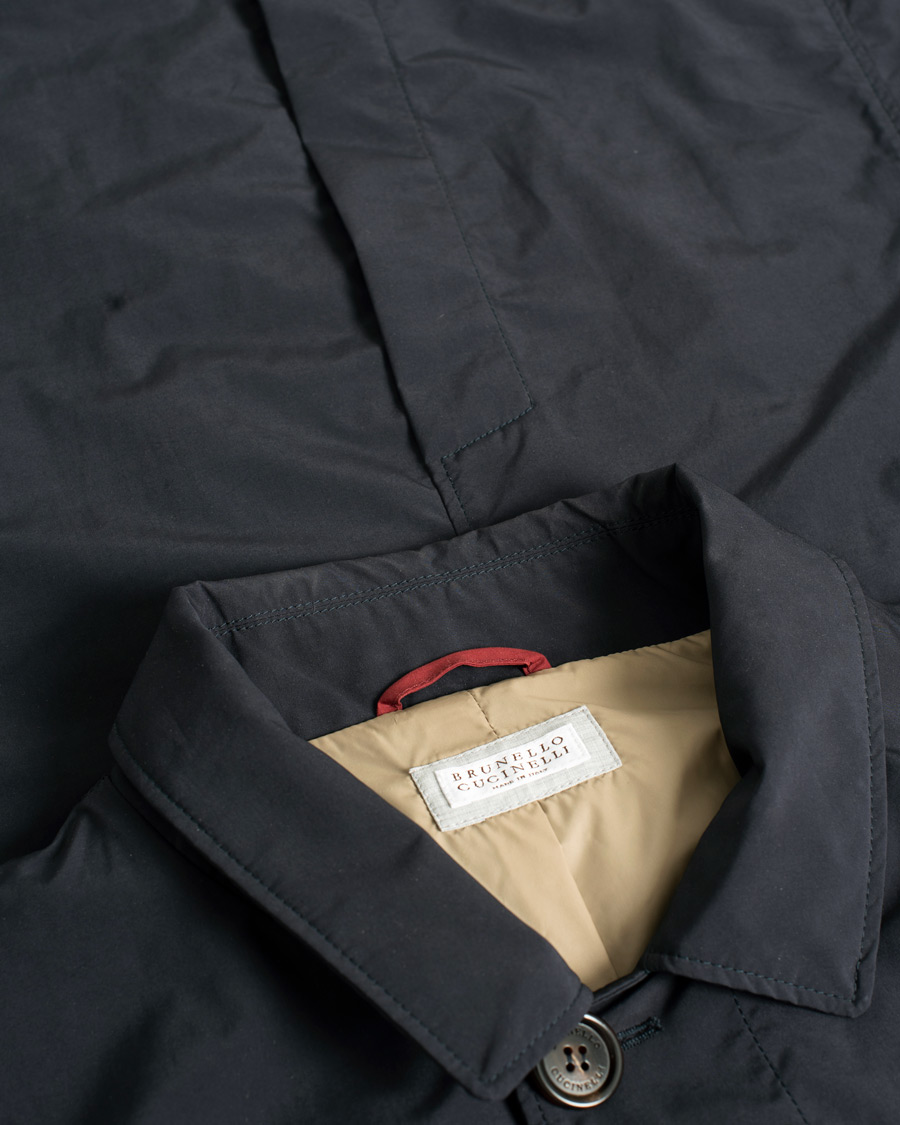 Herre | Brunello Cucinelli Unlined Nylon Car Coat Navy 48 | Pre-owned | Brunello Cucinelli Unlined Nylon Car Coat Navy 48