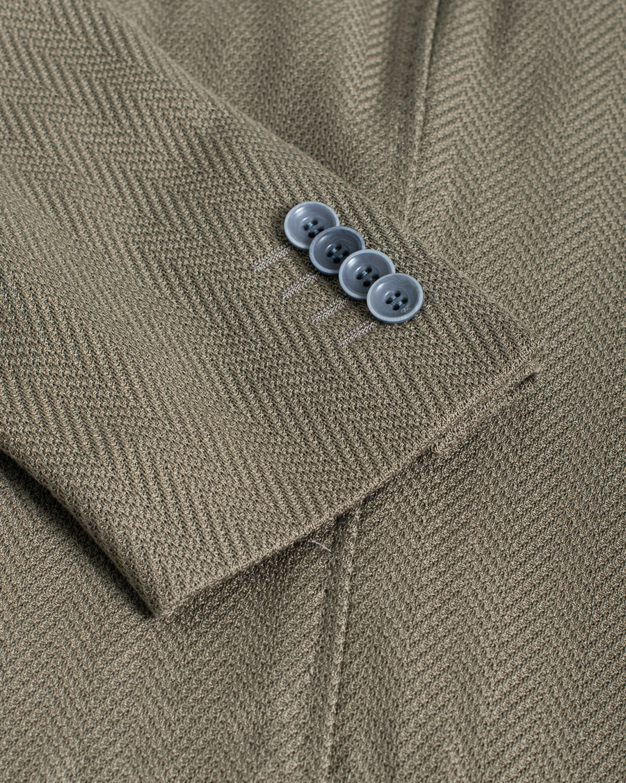 Herre | Canali Textured Cotton Jersey Blazer Olive | Pre-owned | Canali Textured Cotton Jersey Blazer Olive