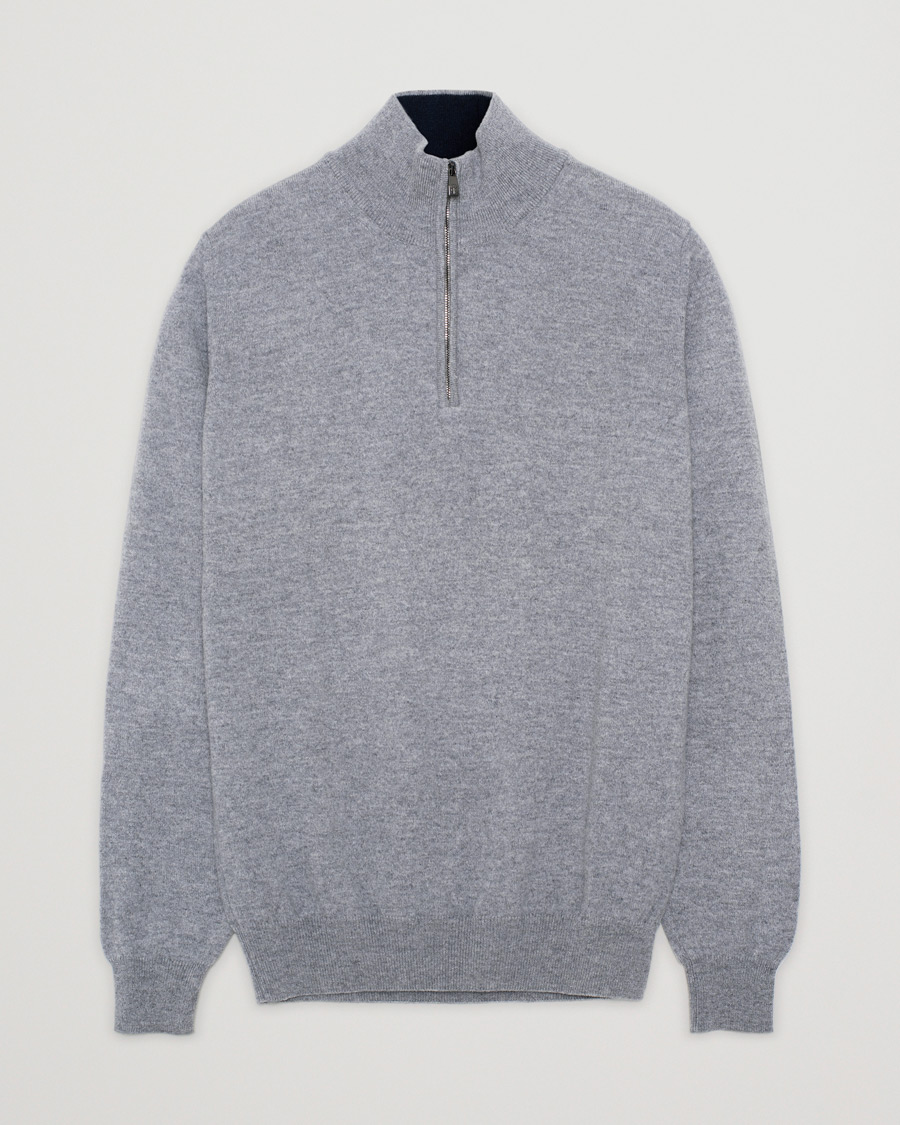 Herre | Gensere | Pre-owned | Corneliani Virgin Wool/Cashemere Half Zip Grey 46