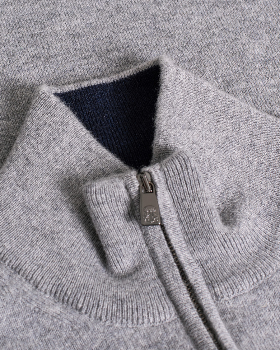 Herre | Gensere | Pre-owned | Corneliani Virgin Wool/Cashemere Half Zip Grey 46