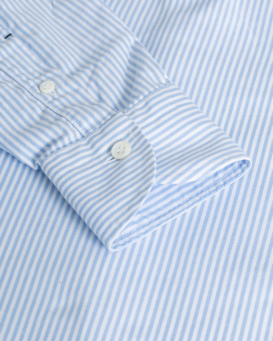 Herr | Pre-owned | Pre-owned | Mazzarelli Soft Button Down Stripe Oxford Shirt Light Blue