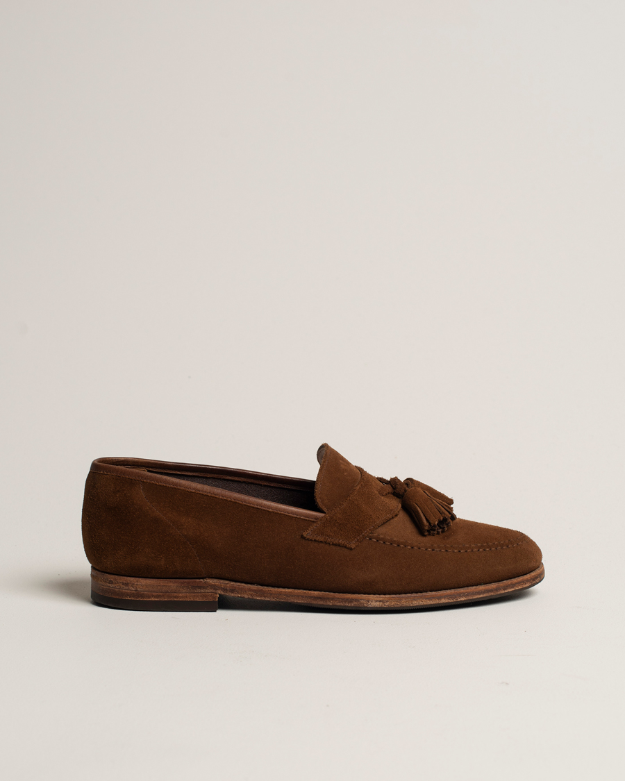 Herre | Crockett & Jones Solent Unlined Tassel Loafer Snuff Suede UK8,5 - EU42,5 | Pre-owned | Crockett & Jones Solent Unlined Tassel Loafer Snuff Suede UK8,5 - EU42,5