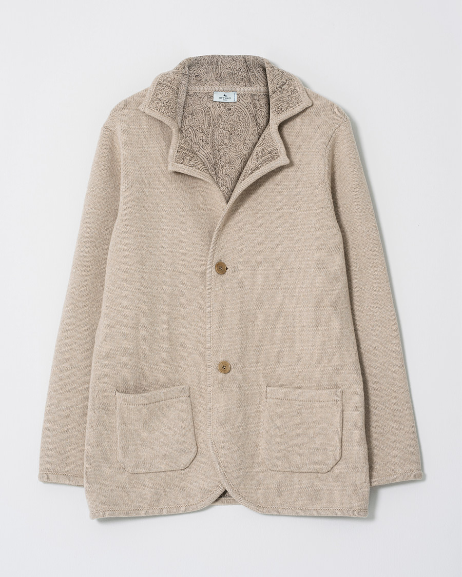 Herre | Dressjakker | Pre-owned | Etro Cashmere Knitted Blazer Beige L