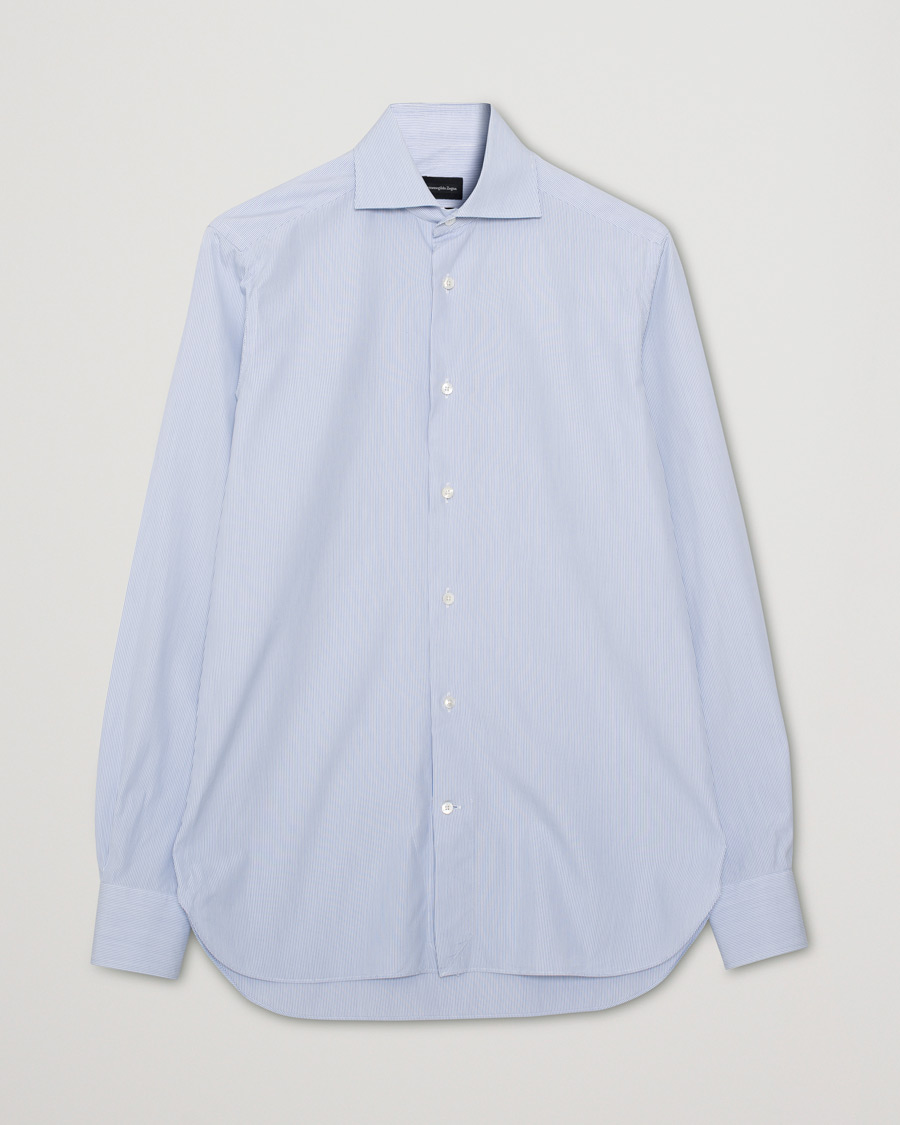 Herre | Skjorter | Pre-owned | Ermenegildo Zegna Striped Slim Fit Cotton Shirt Blue 38 - S