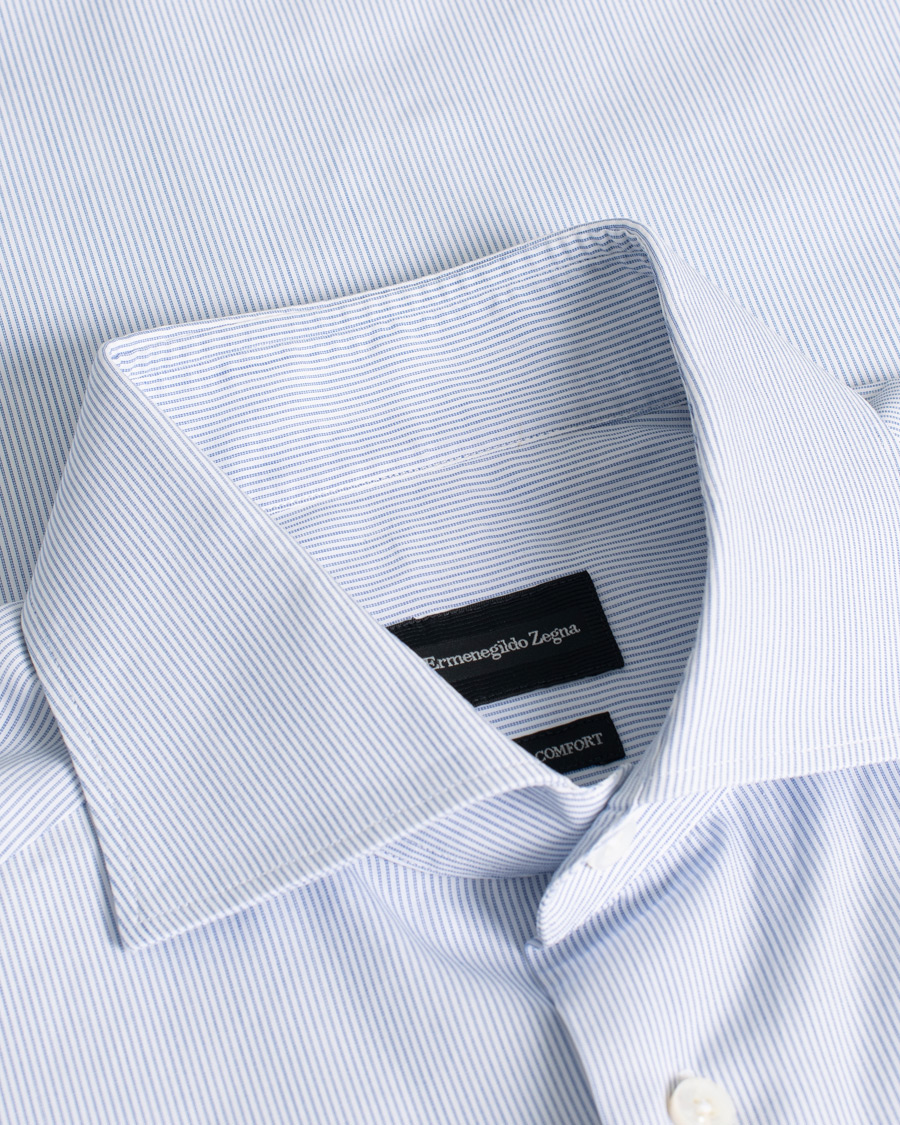 Herre | Skjorter | Pre-owned | Ermenegildo Zegna Striped Slim Fit Cotton Shirt Blue 38 - S