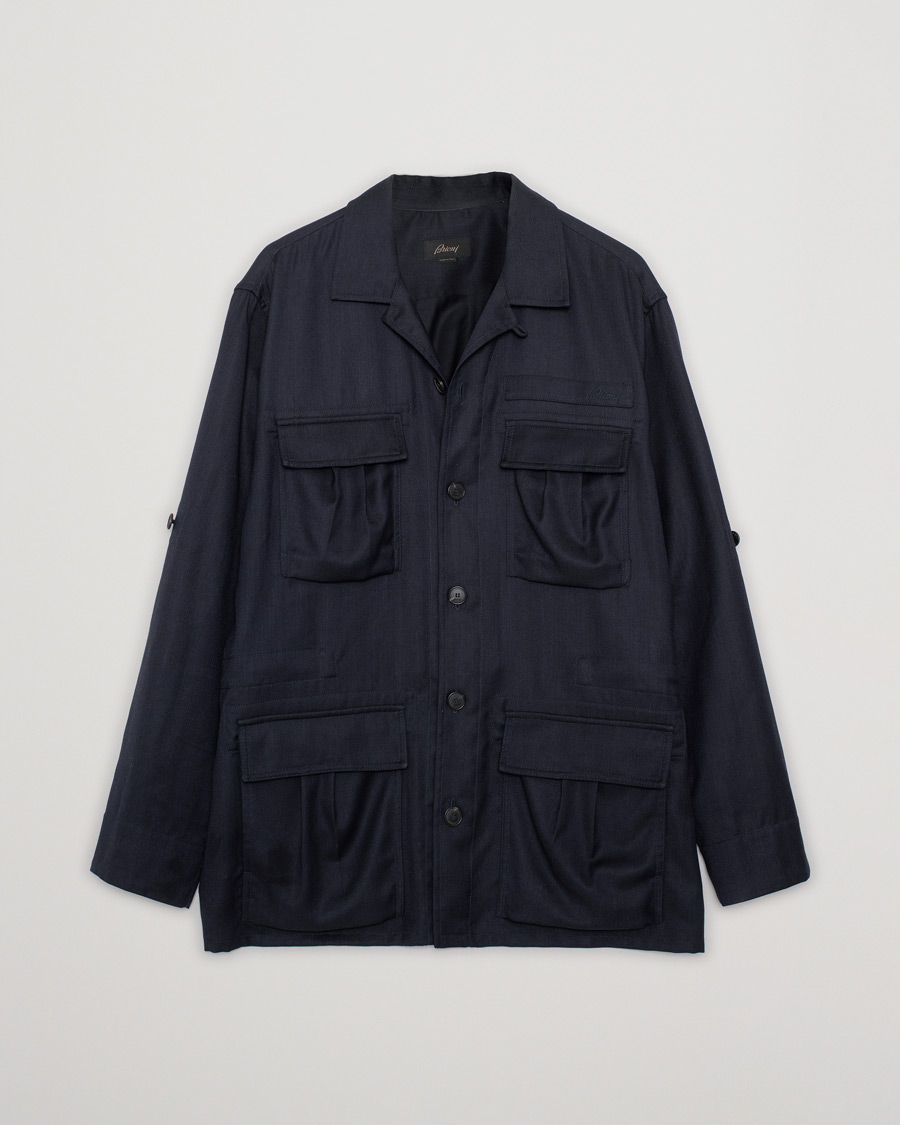 Herre | Jakker | Pre-owned | Brioni Light Wool Sahariana Navy