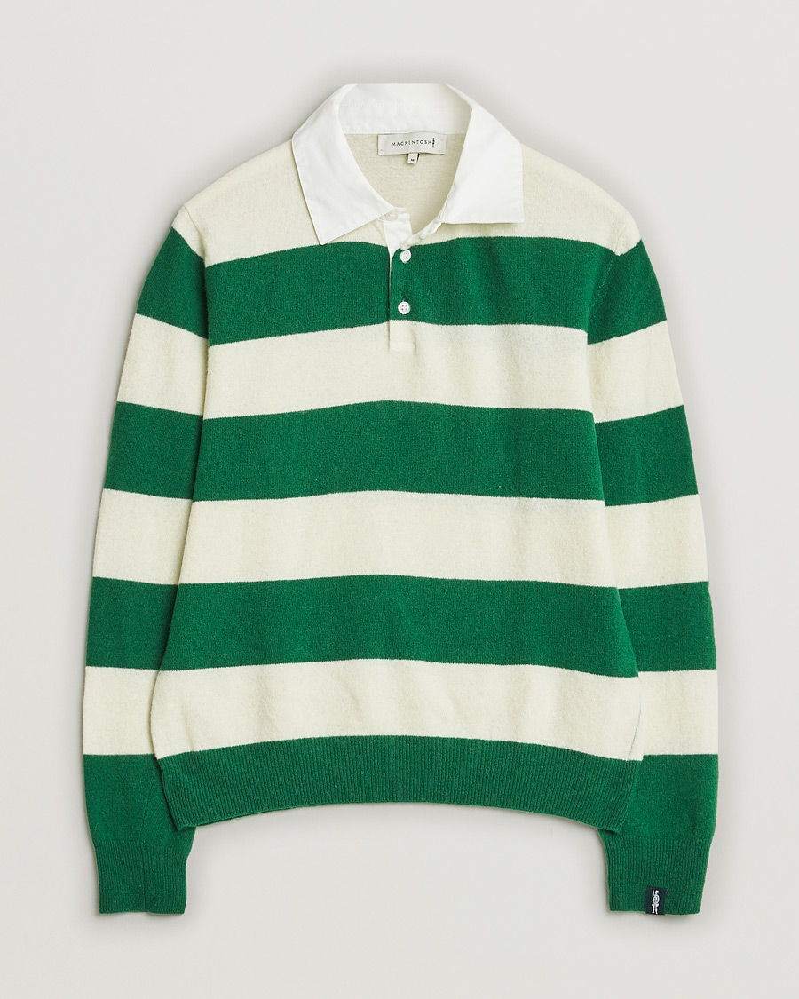 Herre | Pre-owned Gensere | Pre-owned | Mackintosh Knitted Wool Rugby Sweater Green/White