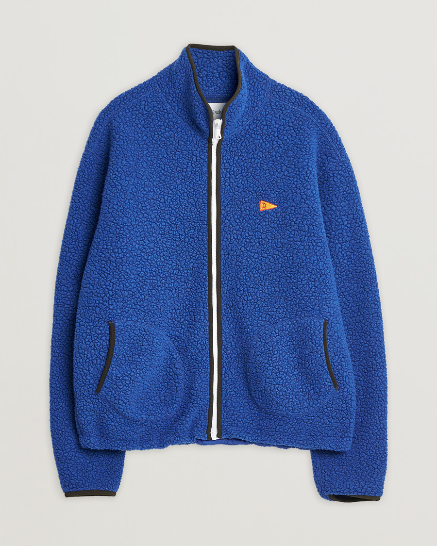Herre | Drake's Rib BRib Bound Fleece Jacket Blue | Pre-owned | Drake's Rib BRib Bound Fleece Jacket Blue