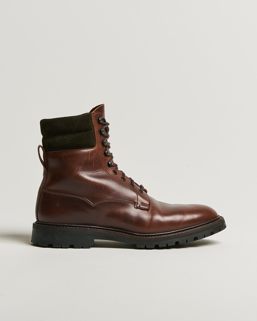 Herre | Crockett & Jones Ross Boot Vibram Sole Dark Brown Waxed Calf | Pre-owned | Crockett & Jones Ross Boot Vibram Sole Dark Brown Waxed Calf