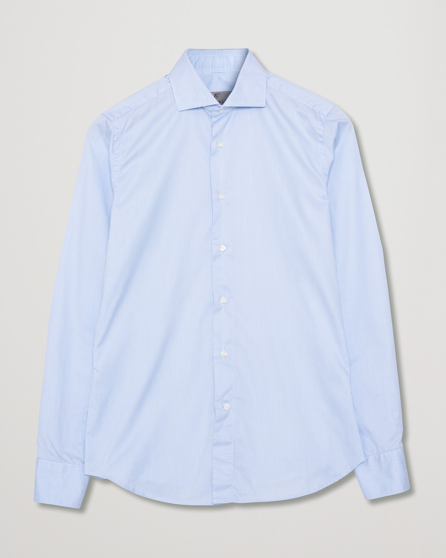Herre | Skjorter | Pre-owned | Canali Slim Fit Striped Cotton Shirt Light Blue