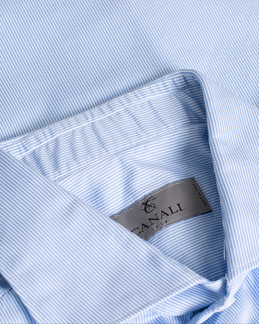 Herre | Skjorter | Pre-owned | Canali Slim Fit Striped Cotton Shirt Light Blue