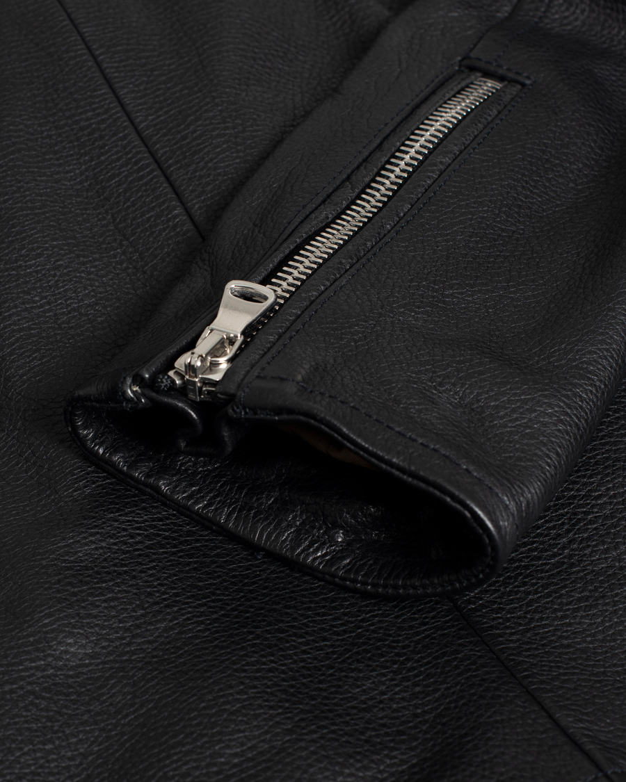 Herre | J.Lindeberg Padish Leather Biker Jacket Black | Pre-owned | J.Lindeberg Padish Leather Biker Jacket Black