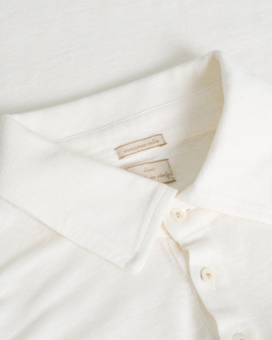 Herre | Massimo Alba Wembley Linen Polo White | Pre-owned | Massimo Alba Wembley Linen Polo White