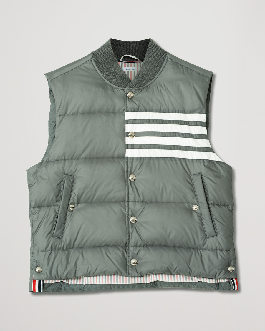 Herre | Jakker | Pre-owned | Thom Browne 4 Bar Snap Front Down Vest Light Grey
