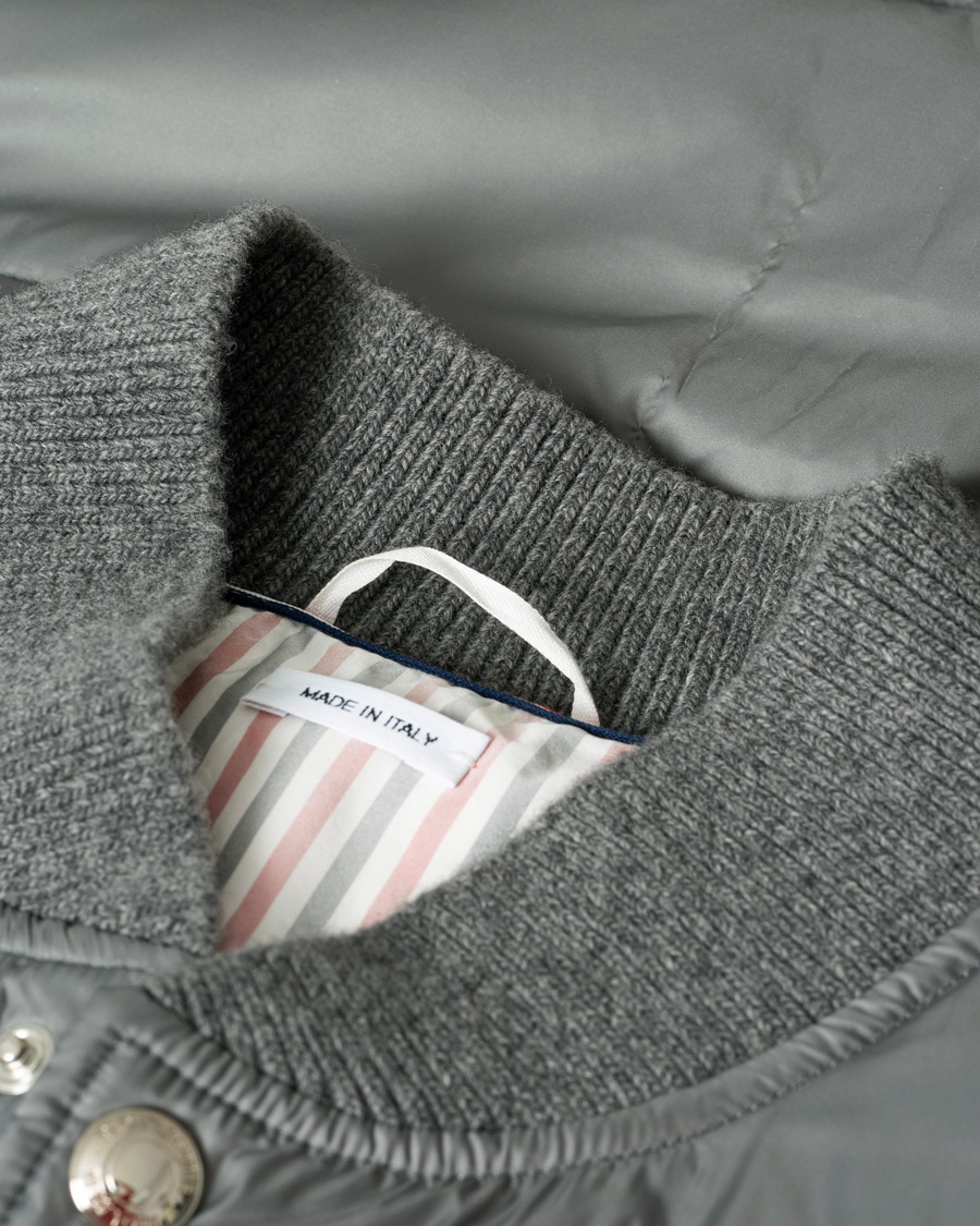 Herre | Jakker | Pre-owned | Thom Browne 4 Bar Snap Front Down Vest Light Grey
