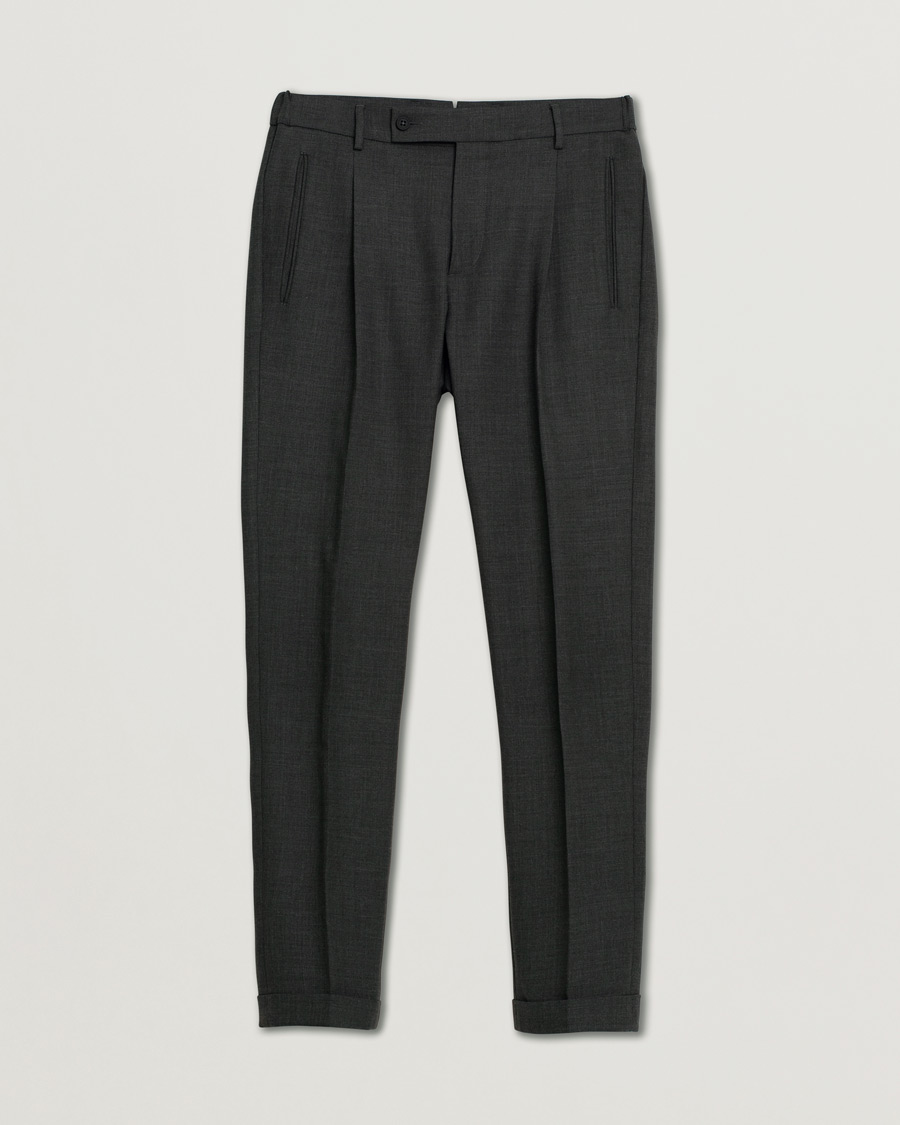 Herre | Berwich Retro Elax Wool Trousers Dark Grey 46 | Pre-owned | Berwich Retro Elax Wool Trousers Dark Grey 46