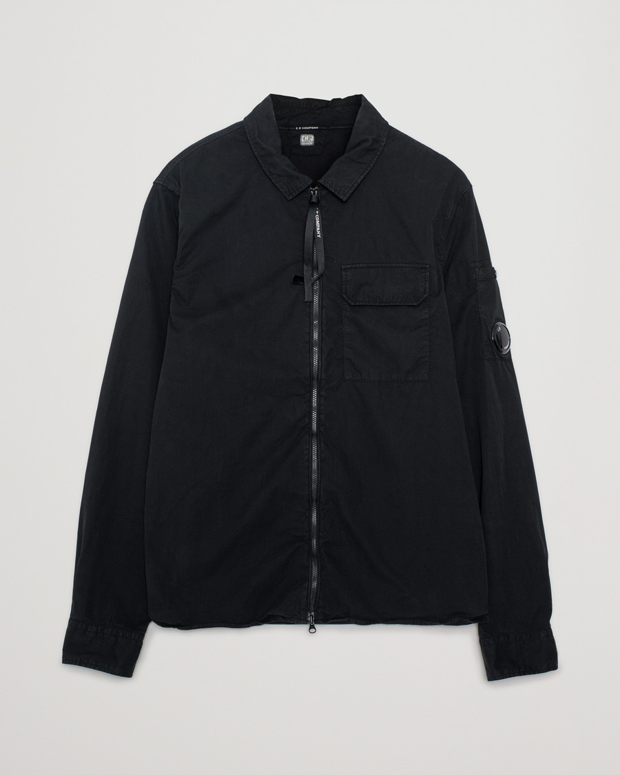 Herre | Skjorter | Pre-owned | C.P. Company Garment Dyed Gabardine Zip Shirt Jacket Black