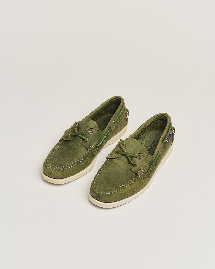 Herre | Sebago Docksides Nubuck Boat Shoe Green Military | Pre-owned | Sebago Docksides Nubuck Boat Shoe Green Military