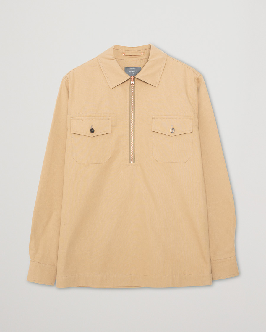 Herre | Private White V.C. Half Zip Pullover Sand | Pre-owned | Private White V.C. Half Zip Pullover Sand