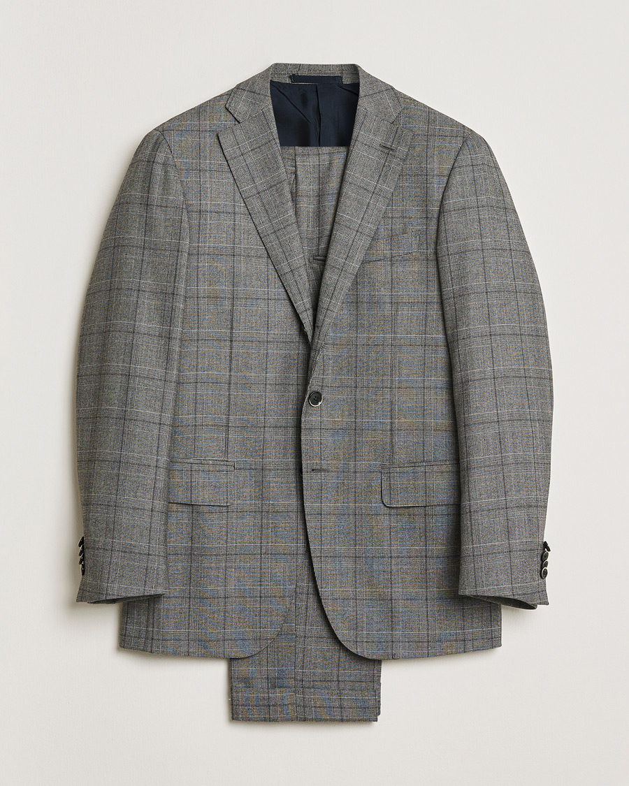 Herre | Pre-owned Dresser | Pre-owned | Caruso Checked Wool Suit Grey 48