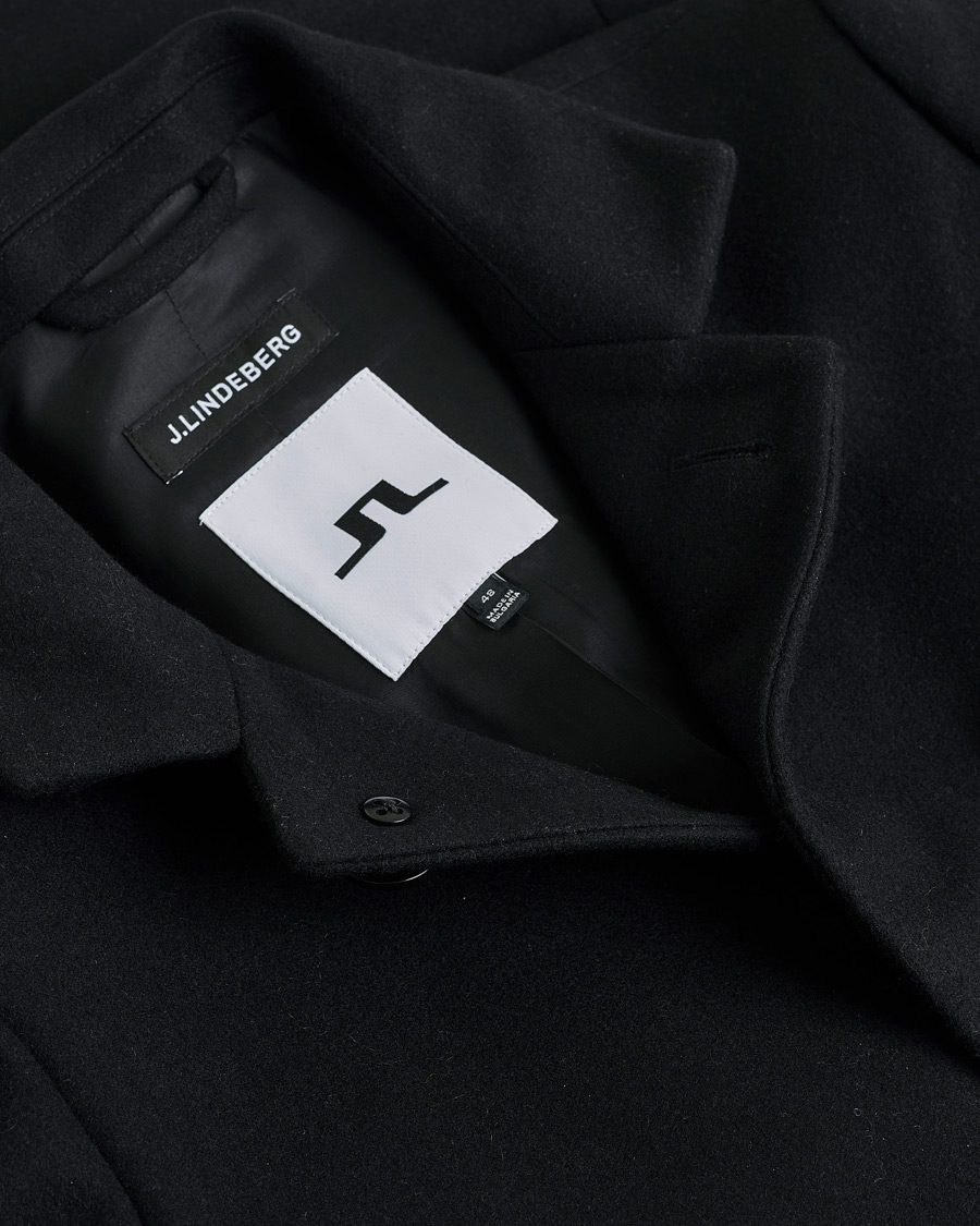 Herre | J.Lindeberg Holger Compact Melton Wool Coat Black 48 | Pre-owned | J.Lindeberg Holger Compact Melton Wool Coat Black 48