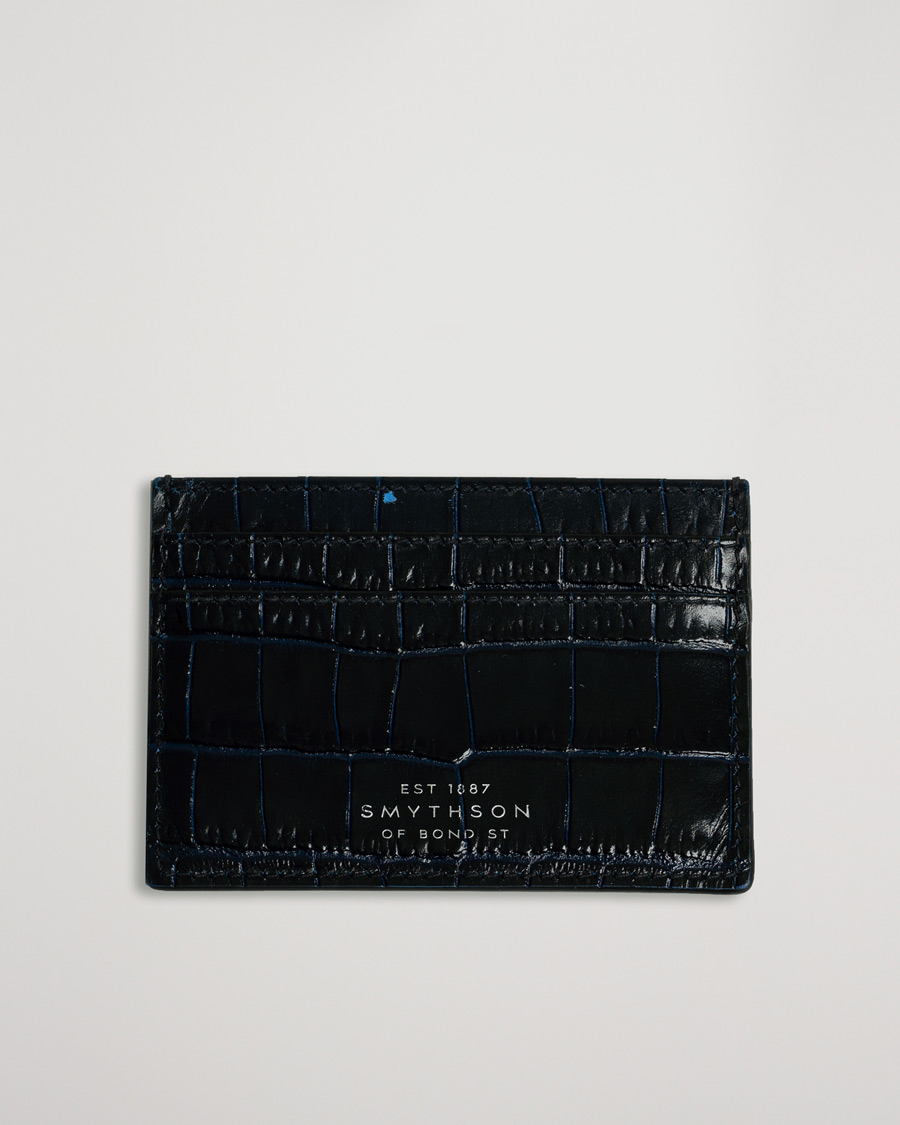Herre | Smythson Mara Flat Card Holder Navy | Pre-owned | Smythson Mara Flat Card Holder Navy