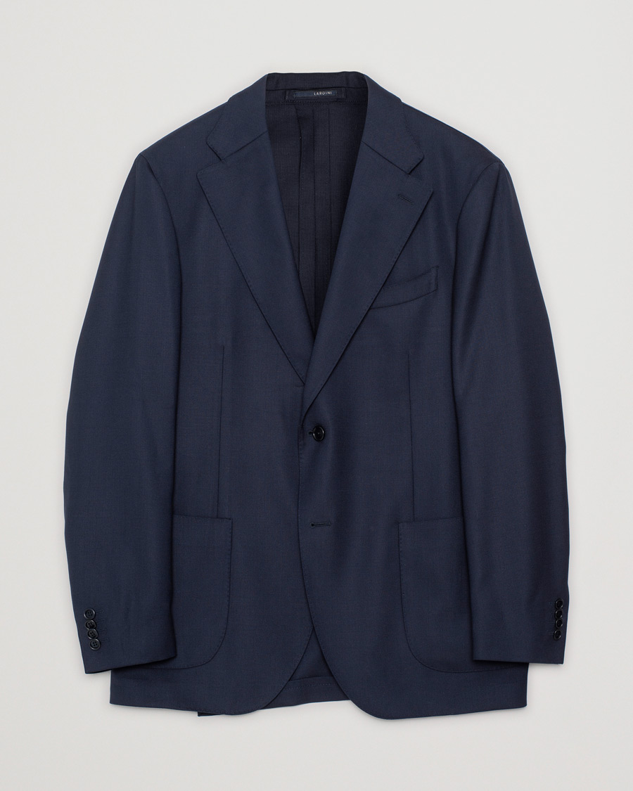 Herre | Lardini Patch Pocket Wool Blazer Navy | Pre-owned | Lardini Patch Pocket Wool Blazer Navy