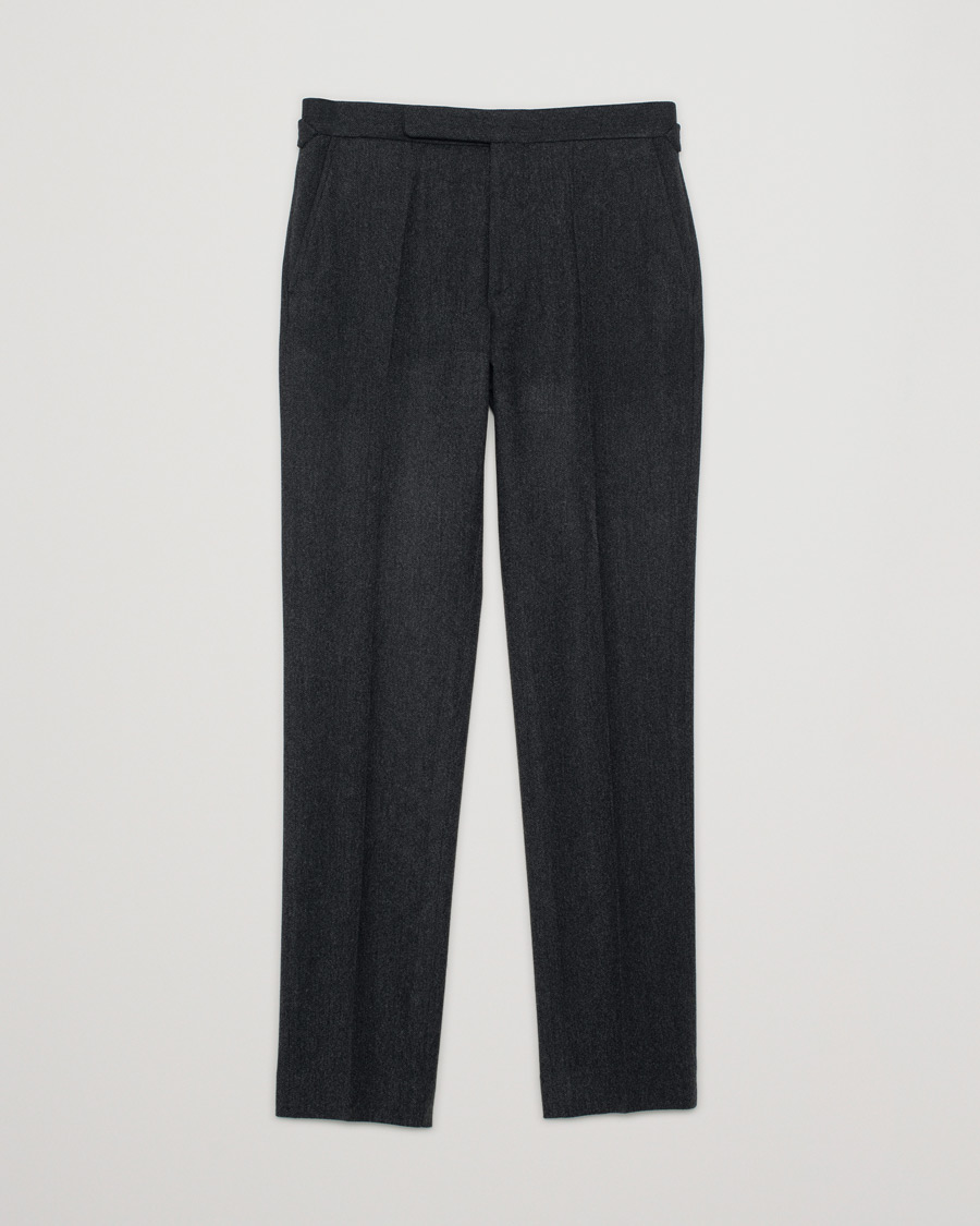 Herre | Bukser | Pre-owned | Ralph Lauren Purple Label Flat Front Flannel Trousers Dark Grey