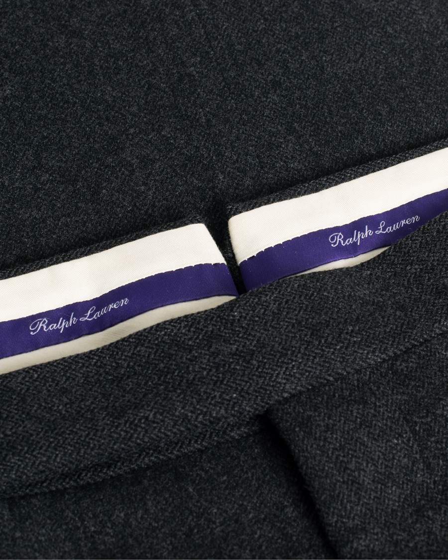 Herre | Bukser | Pre-owned | Ralph Lauren Purple Label Flat Front Flannel Trousers Dark Grey