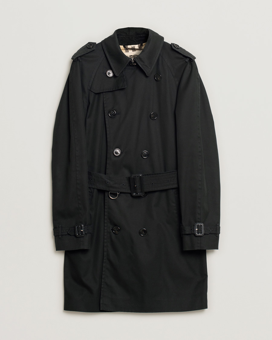 Herre | Burberry Mid-length Kensington Trench Black 50 | Pre-owned | Burberry Mid-length Kensington Trench Black 50
