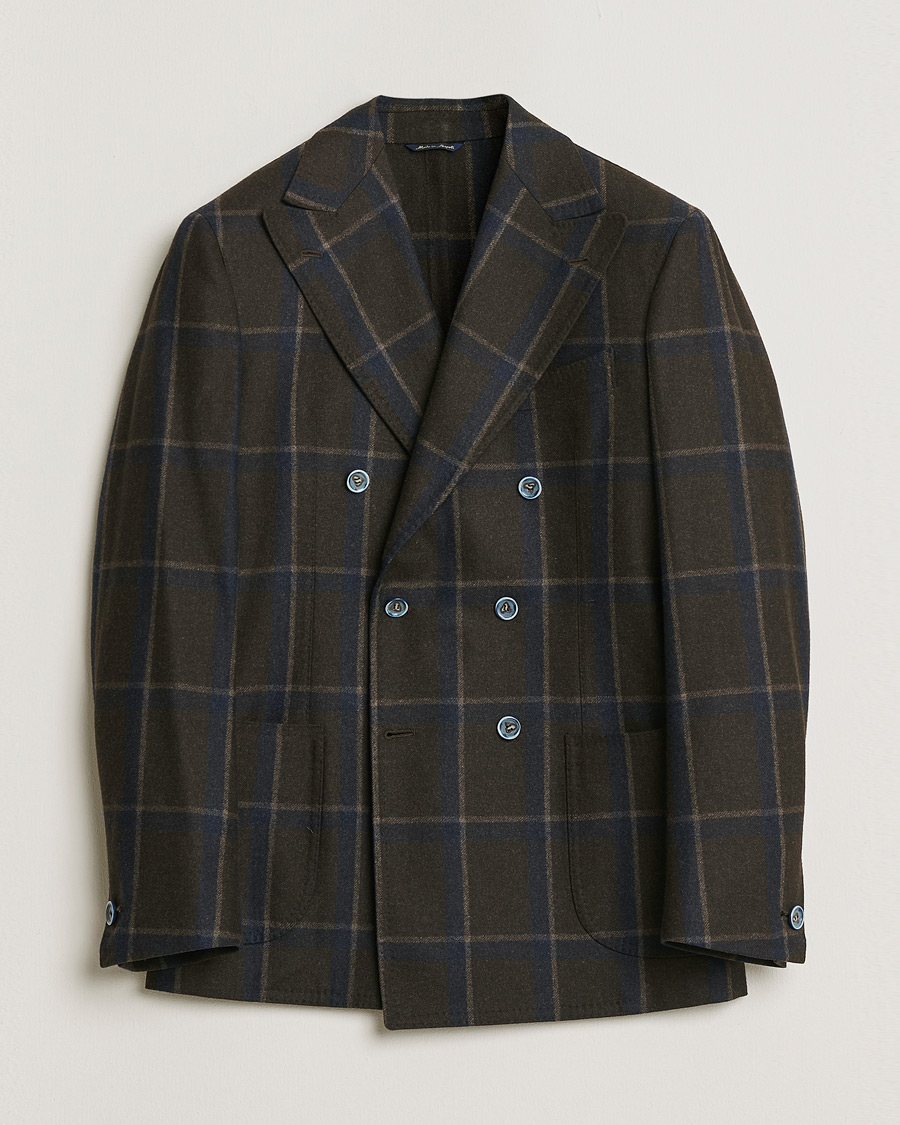 Herre | Pre-owned Dressjakker | Pre-owned | Gabo Napoli Checked Double Breasted Blazer Brown 48