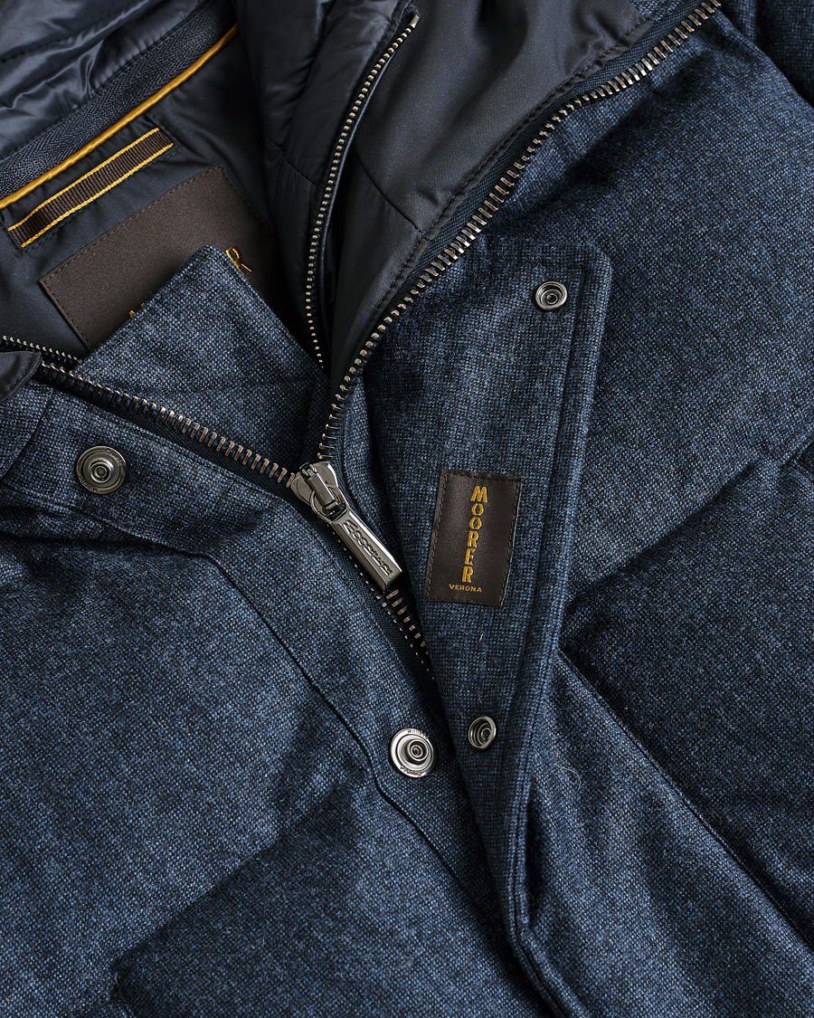 Herre | Pre-owned Jakker | Pre-owned | MooRER Grima Flannel Wool Padded Parka Navy 50