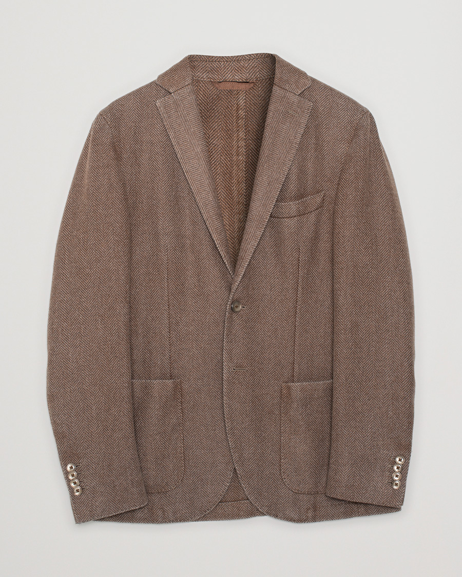 Herre | Pre-owned Dressjakker | Pre-owned | L.B.M. 1911 Herringbone Wool Blazer Brown 50