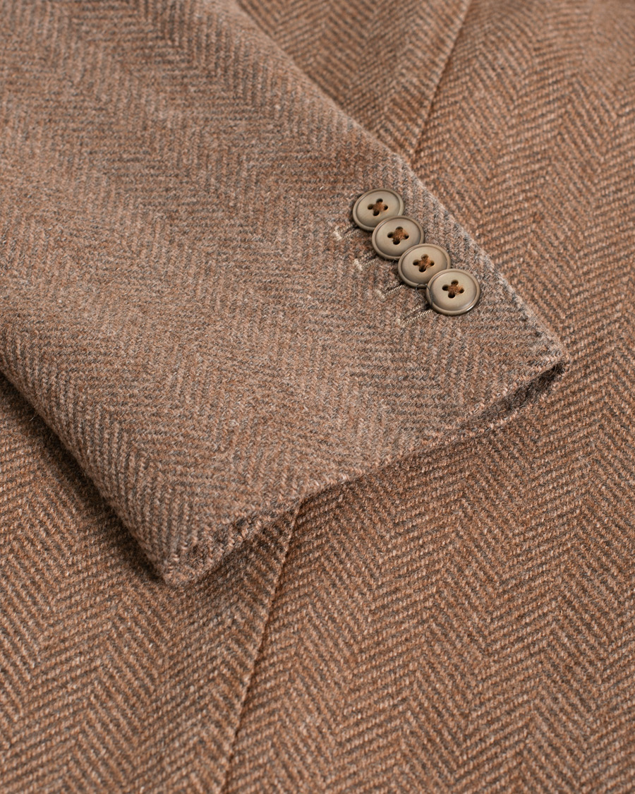 Herre | Pre-owned Dressjakker | Pre-owned | L.B.M. 1911 Herringbone Wool Blazer Brown 50