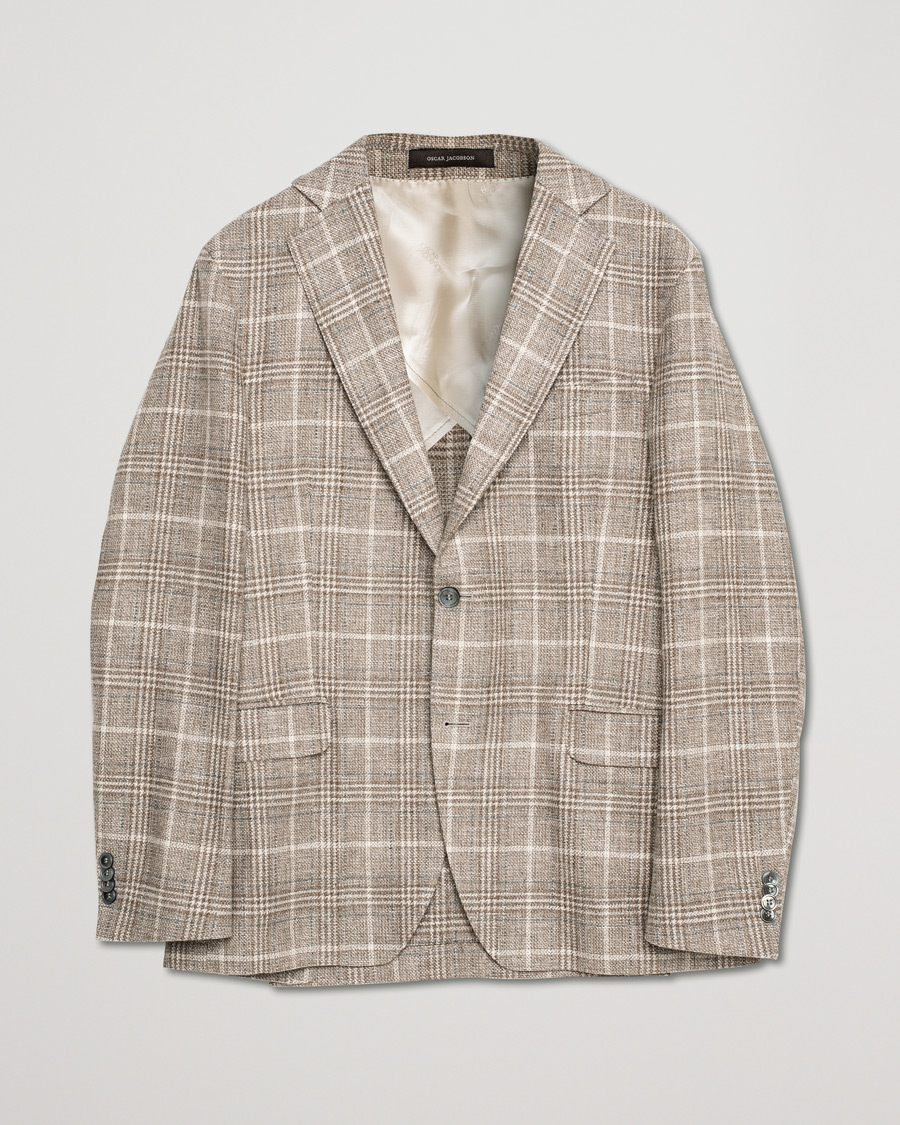 Herre | Dressjakker | Pre-owned | Oscar Jacobson Ferry Soft Checked Wool Blazer Beige