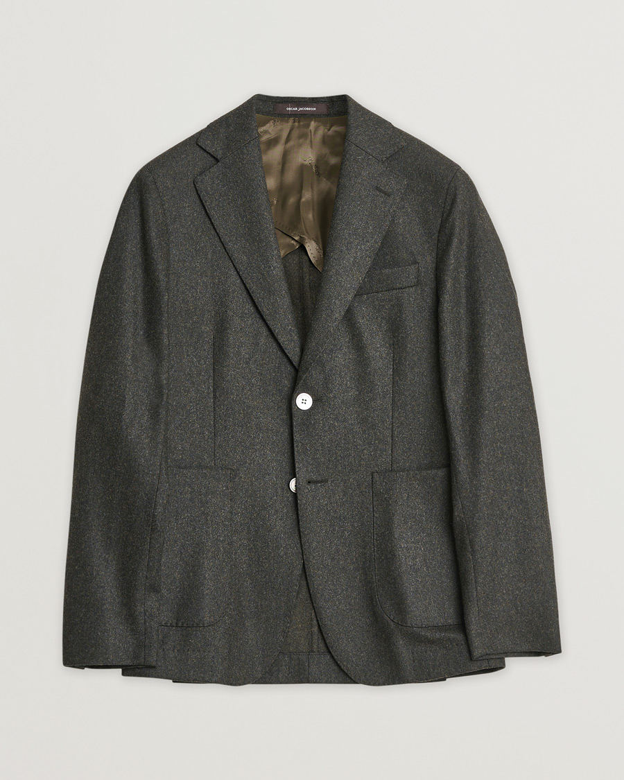 Herre | Pre-owned Dressjakker | Pre-owned | Oscar Jacobson Edgar Wool Flannel Blazer Brown 44
