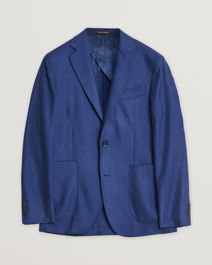 Herre | Pre-owned Dressjakker | Pre-owned | Oscar Jacobson Einar Cashmere Flannel Blazer Blue 44