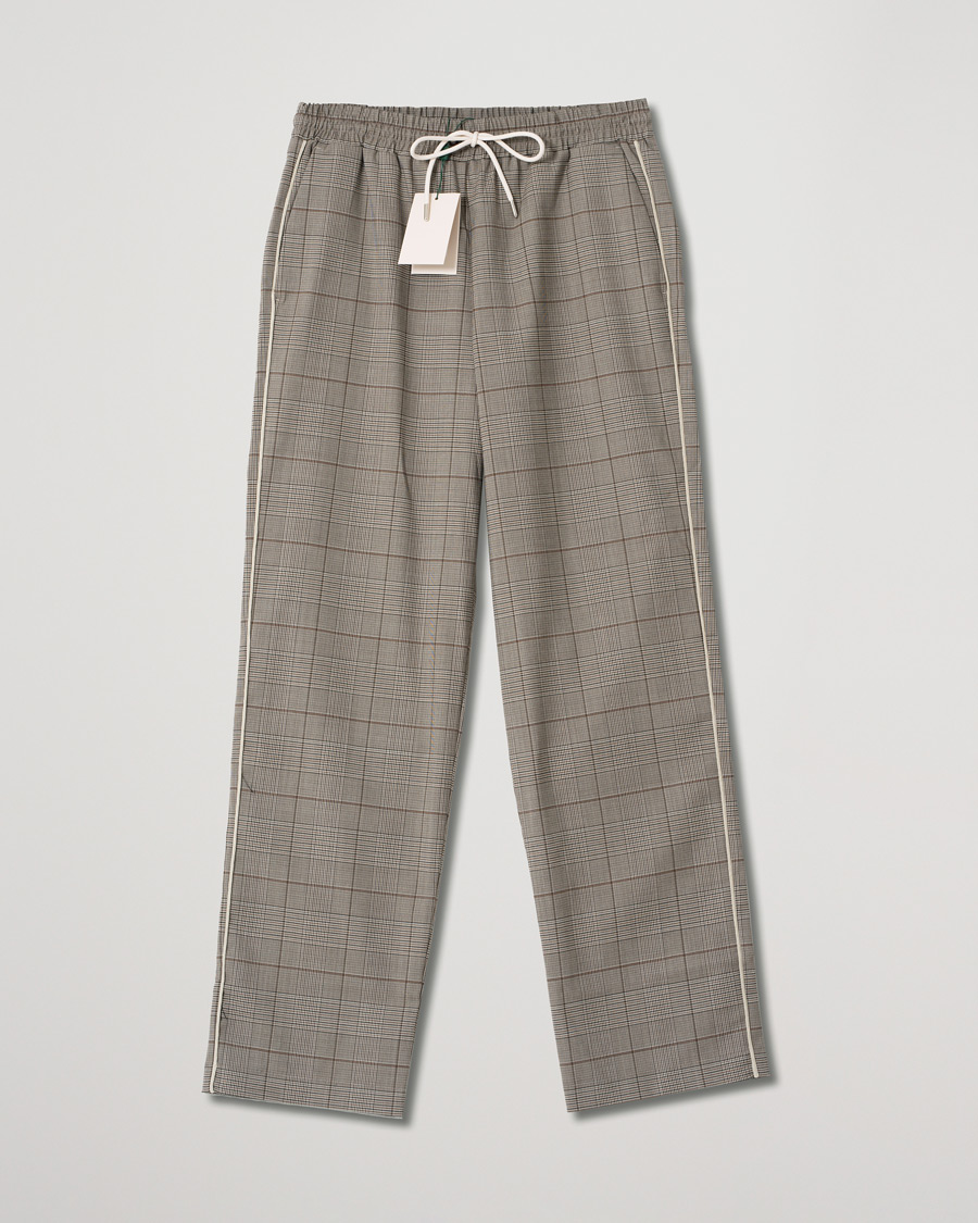 Herre | Drôle de Monsieur Wool Drawstring Trousers Brown Check | Pre-owned | Drôle de Monsieur Wool Drawstring Trousers Brown Check
