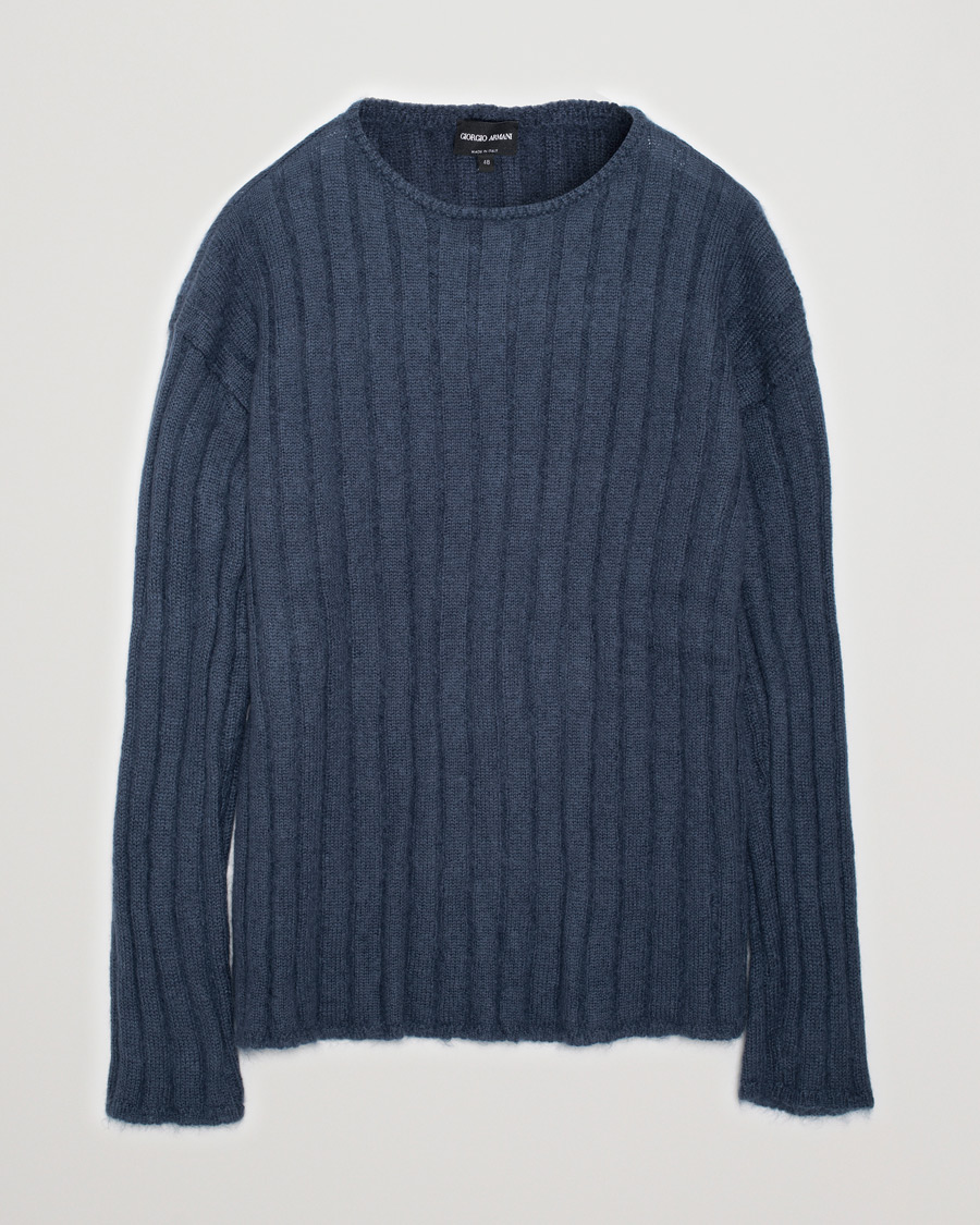 Herre | Gensere | Pre-owned | Giorgio Armani Rib Stitch Mohair Sweater Navy