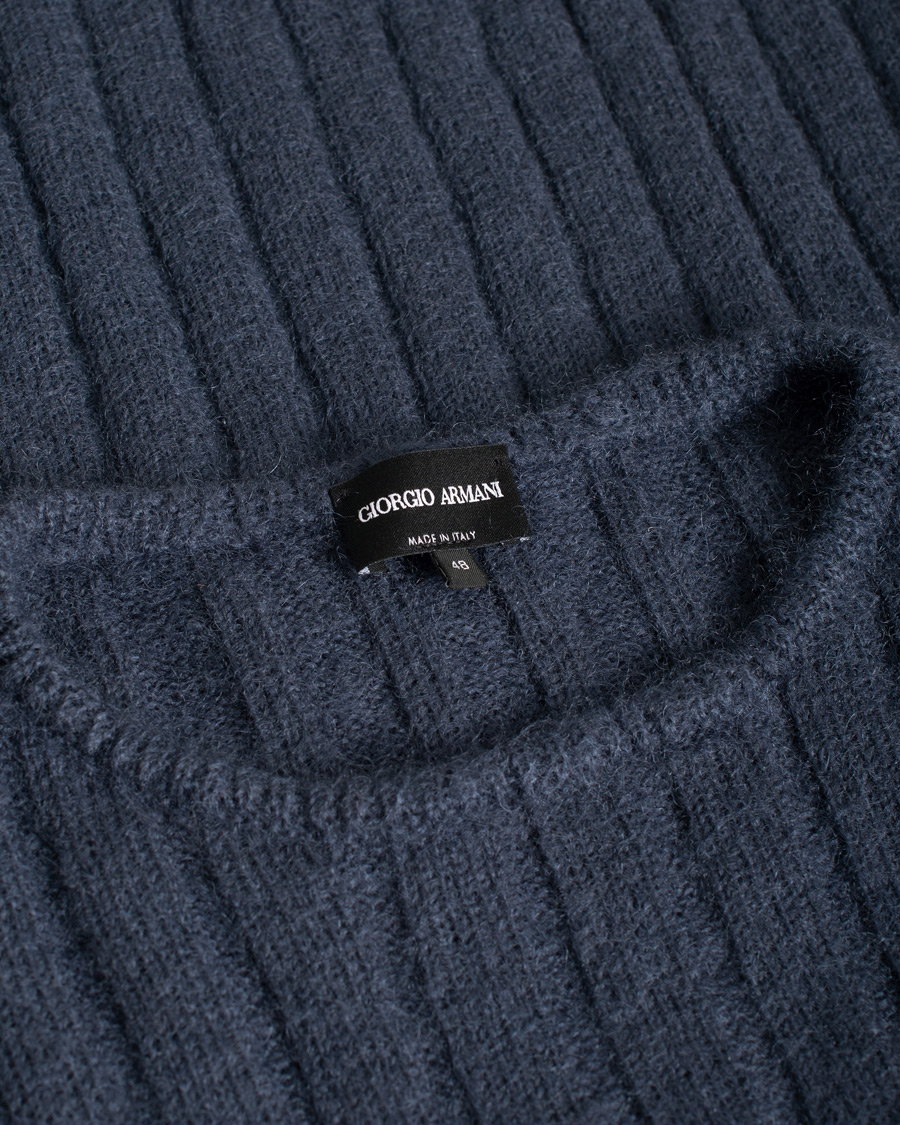 Herre | Gensere | Pre-owned | Giorgio Armani Rib Stitch Mohair Sweater Navy