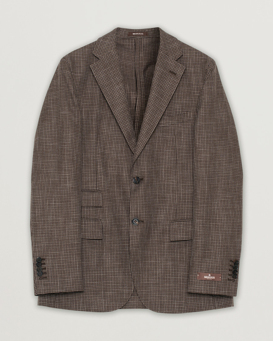 Herre | Morris Heritage Keith Cotton/Wool Dogtooth Blazer Brown | Pre-owned | Morris Heritage Keith Cotton/Wool Dogtooth Blazer Brown